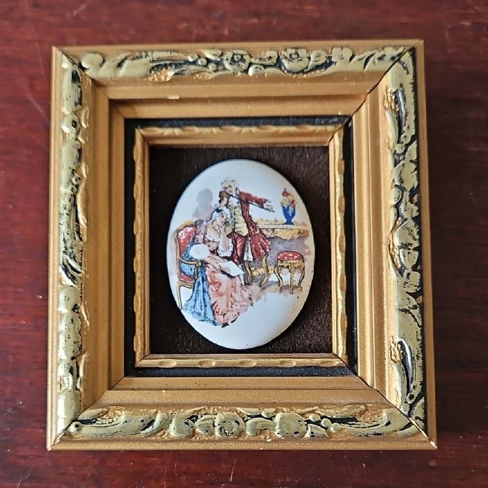 Vintage Enamel On Copper Couple By PG Cooper England Minature